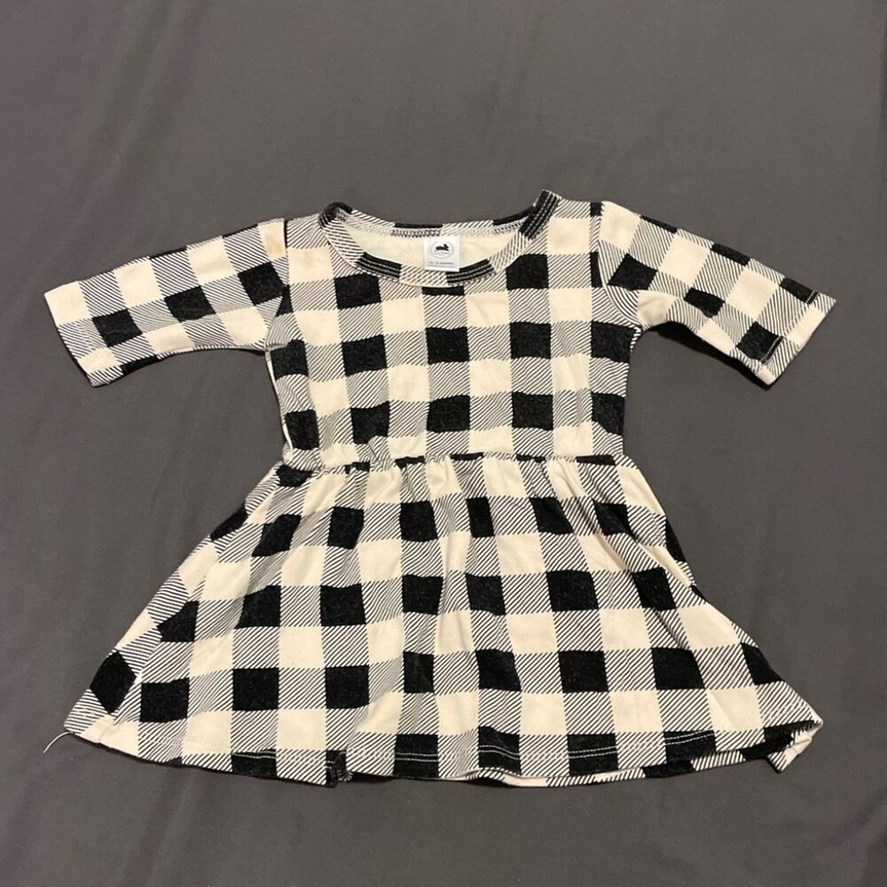 Little and Lively Bamboo Long Sleeve Checkered Skater Dress 0-6M